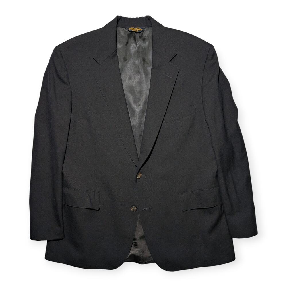 Vintage Brooks Brothers 100%‎ Worsted Wool Suit Jacket Blazer Black 46R